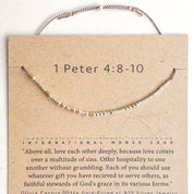 1 Peter 4:8 - 10 Bible Morse Code Bracelet - Dainty 14K Gold & Silver Jewelry by Olivia Cactus
