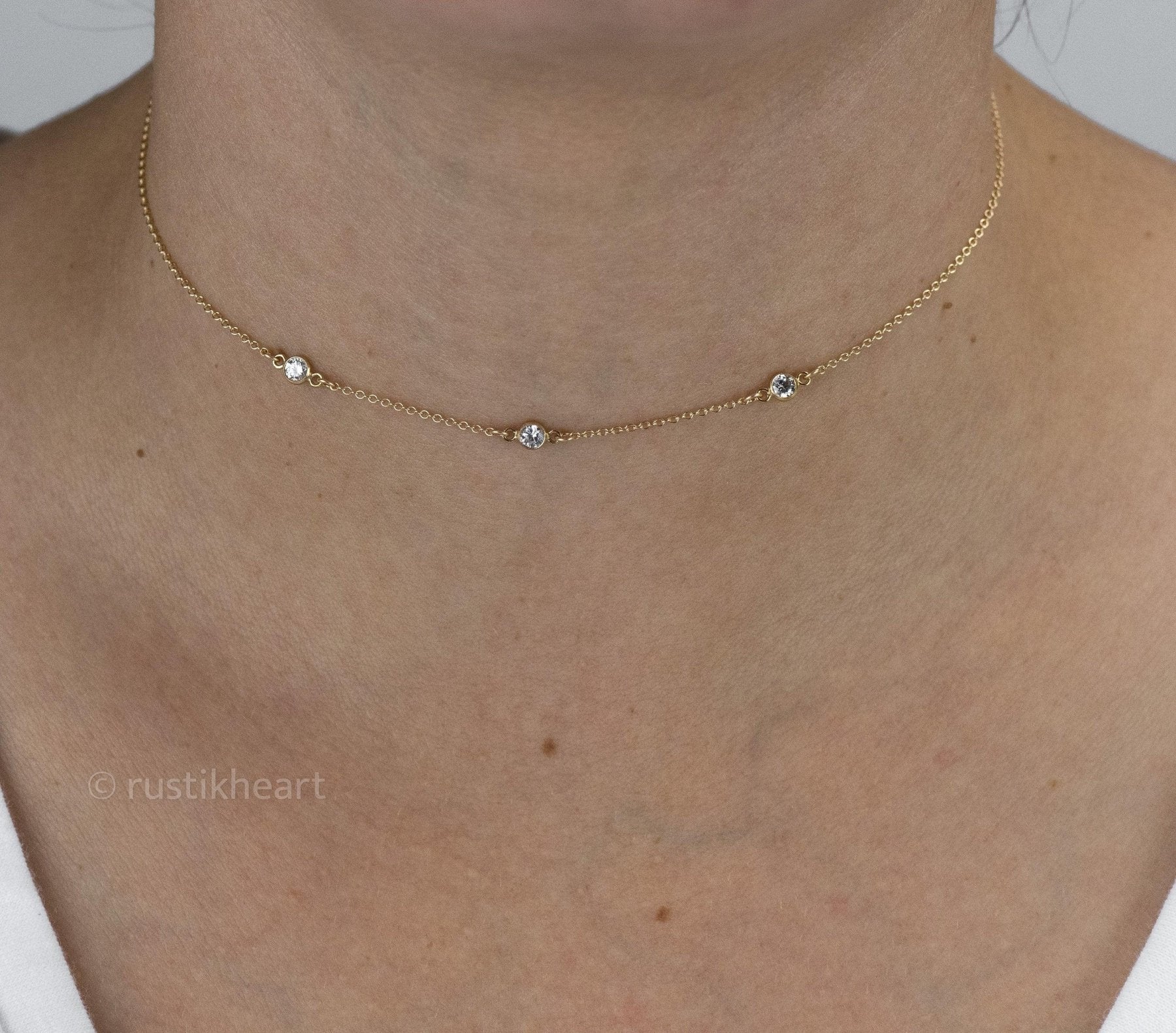 3 Dainty Sparks Silver Choker - Dainty 14K Gold & Silver Jewelry by Olivia Cactus