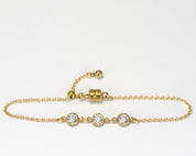 3 Diamond Cut CZ Bracelet - Dainty 14K Gold & Silver Jewelry by Olivia Cactus