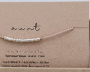 Aunt Morse Code Bracelet - Dainty 14K Gold & Silver Jewelry by Olivia Cactus