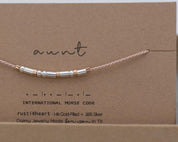 Aunt Morse Code Bracelet - Dainty 14K Gold & Silver Jewelry by Olivia Cactus