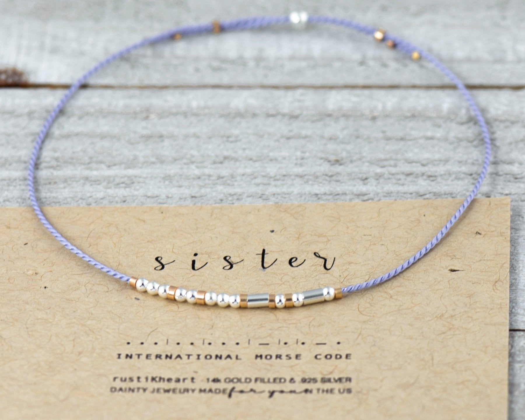 Aunt Morse Code Bracelet - Dainty 14K Gold & Silver Jewelry by Olivia Cactus