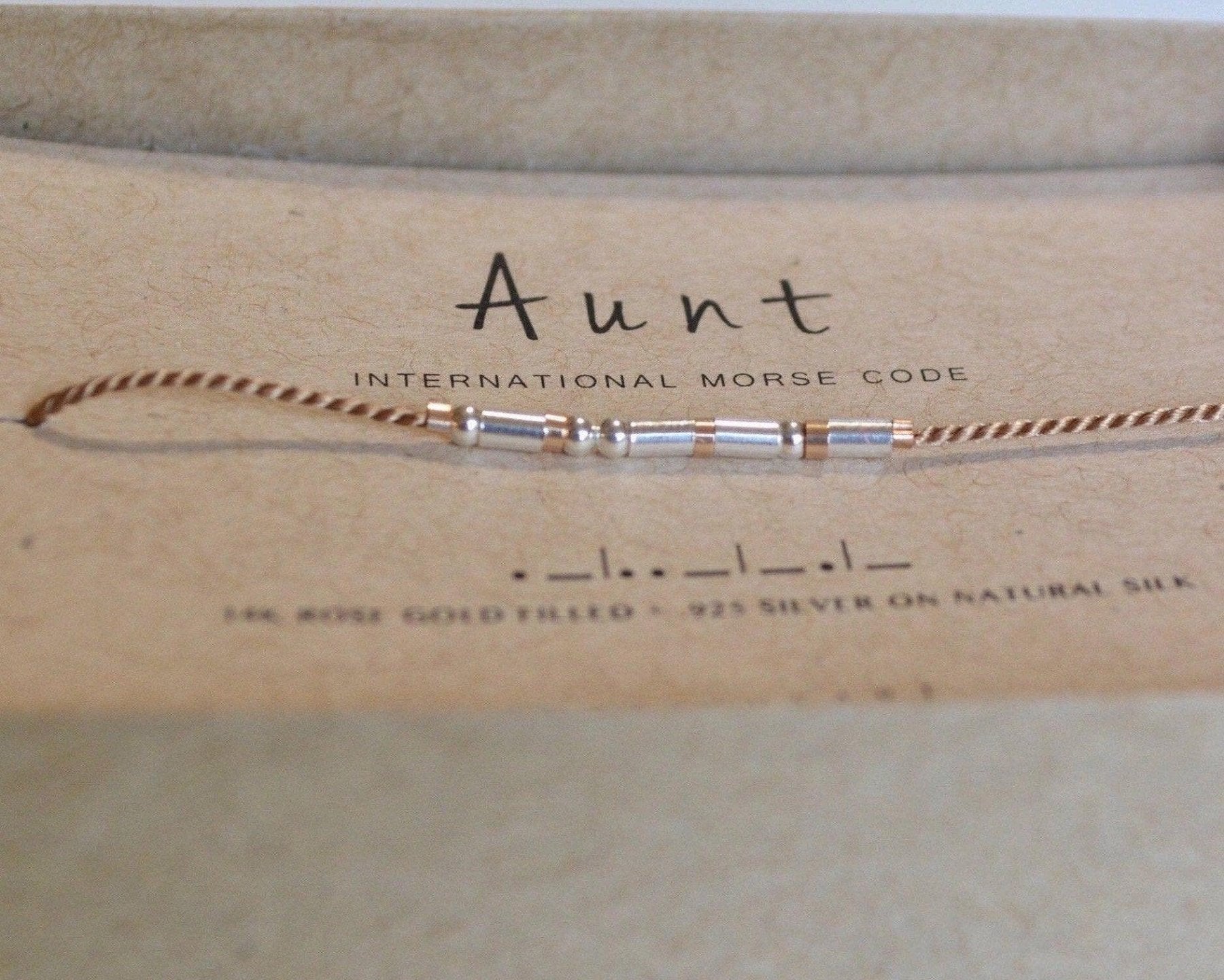 Aunt Morse Code Bracelet - Dainty 14K Gold & Silver Jewelry by Olivia Cactus
