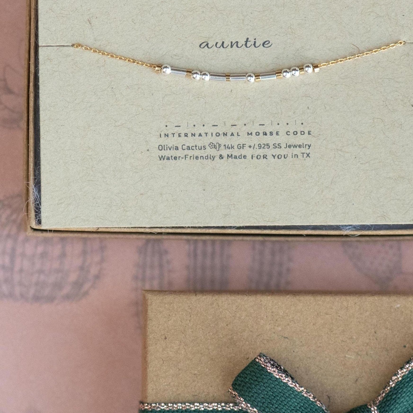 Auntie Morse Code Bracelet - Dainty 14K Gold & Silver Jewelry by Olivia Cactus