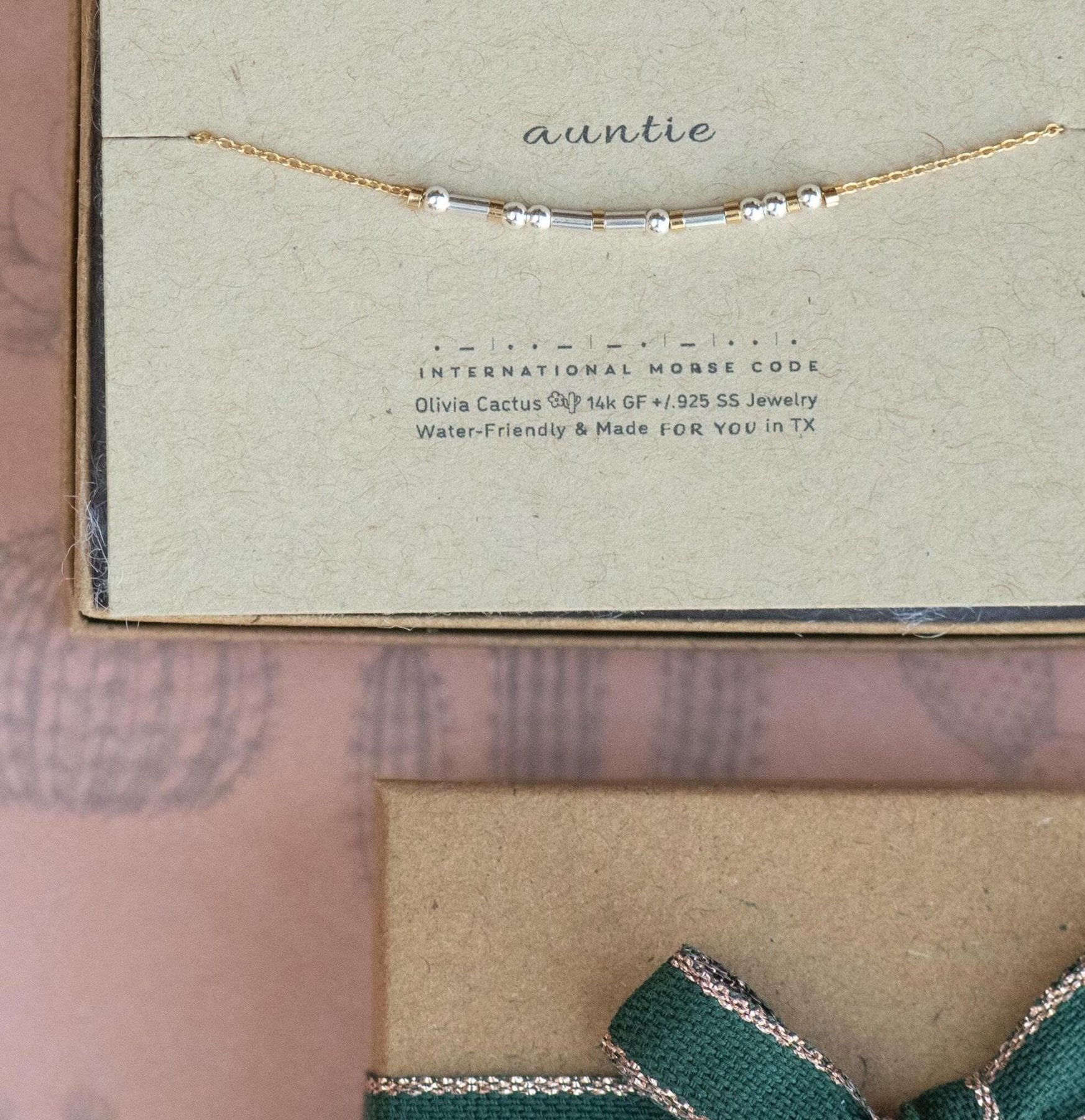 Auntie Morse Code Bracelet - Dainty 14K Gold & Silver Jewelry by Olivia Cactus