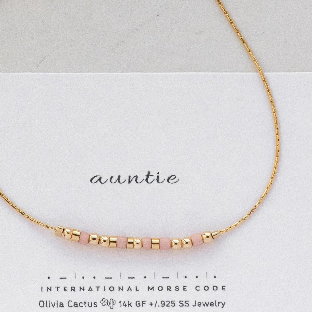 Auntie Morse Code Bracelet - Dainty 14K Gold & Silver Jewelry by Olivia Cactus