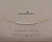 Auntie Morse Code Bracelet - Dainty 14K Gold & Silver Jewelry by Olivia Cactus