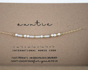 Auntie Morse Code Bracelet - Dainty 14K Gold & Silver Jewelry by Olivia Cactus