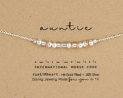 Auntie Morse Code Bracelet - Dainty 14K Gold & Silver Jewelry by Olivia Cactus