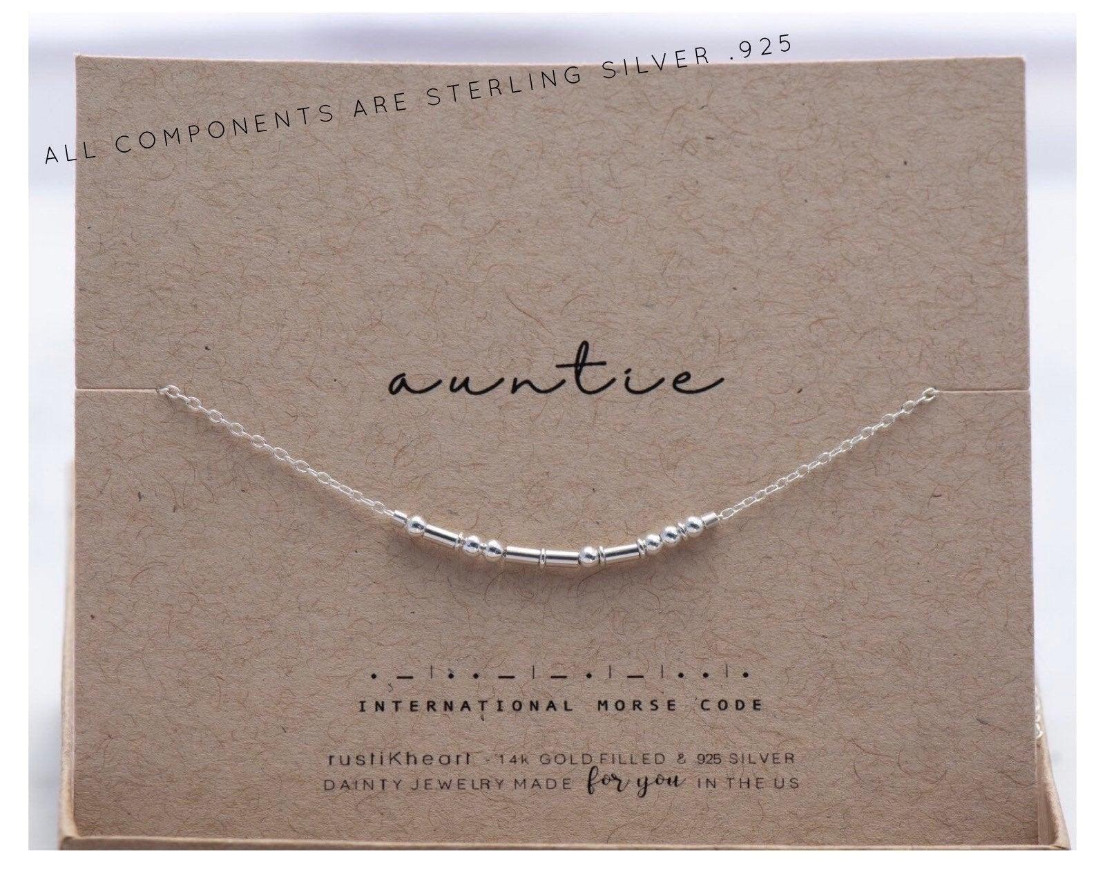 Auntie Morse Code Necklace - Dainty 14K Gold & Silver Jewelry by Olivia Cactus
