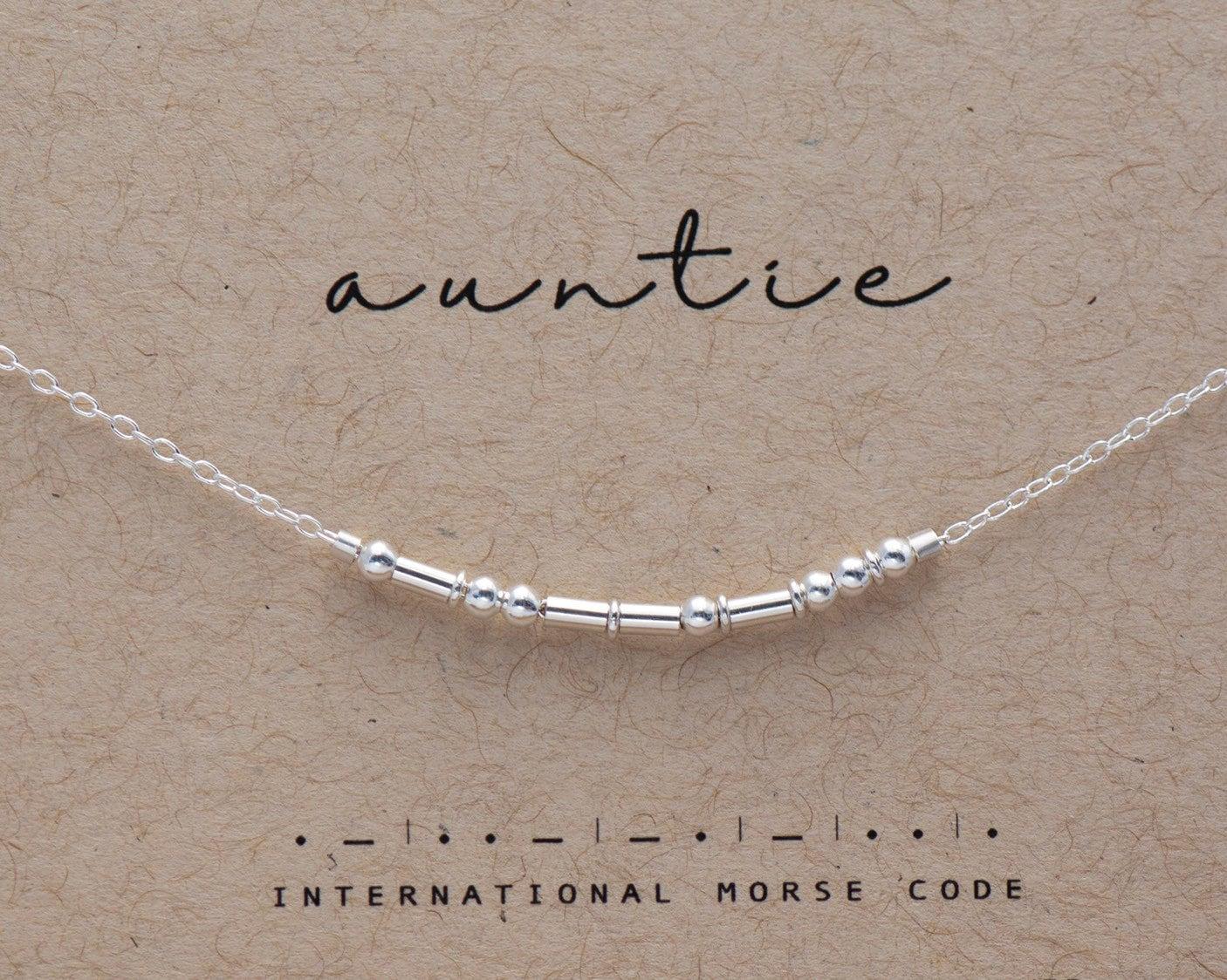Auntie Morse Code Necklace - Dainty 14K Gold & Silver Jewelry by Olivia Cactus
