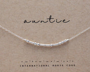 Auntie Morse Code Necklace - Dainty 14K Gold & Silver Jewelry by Olivia Cactus