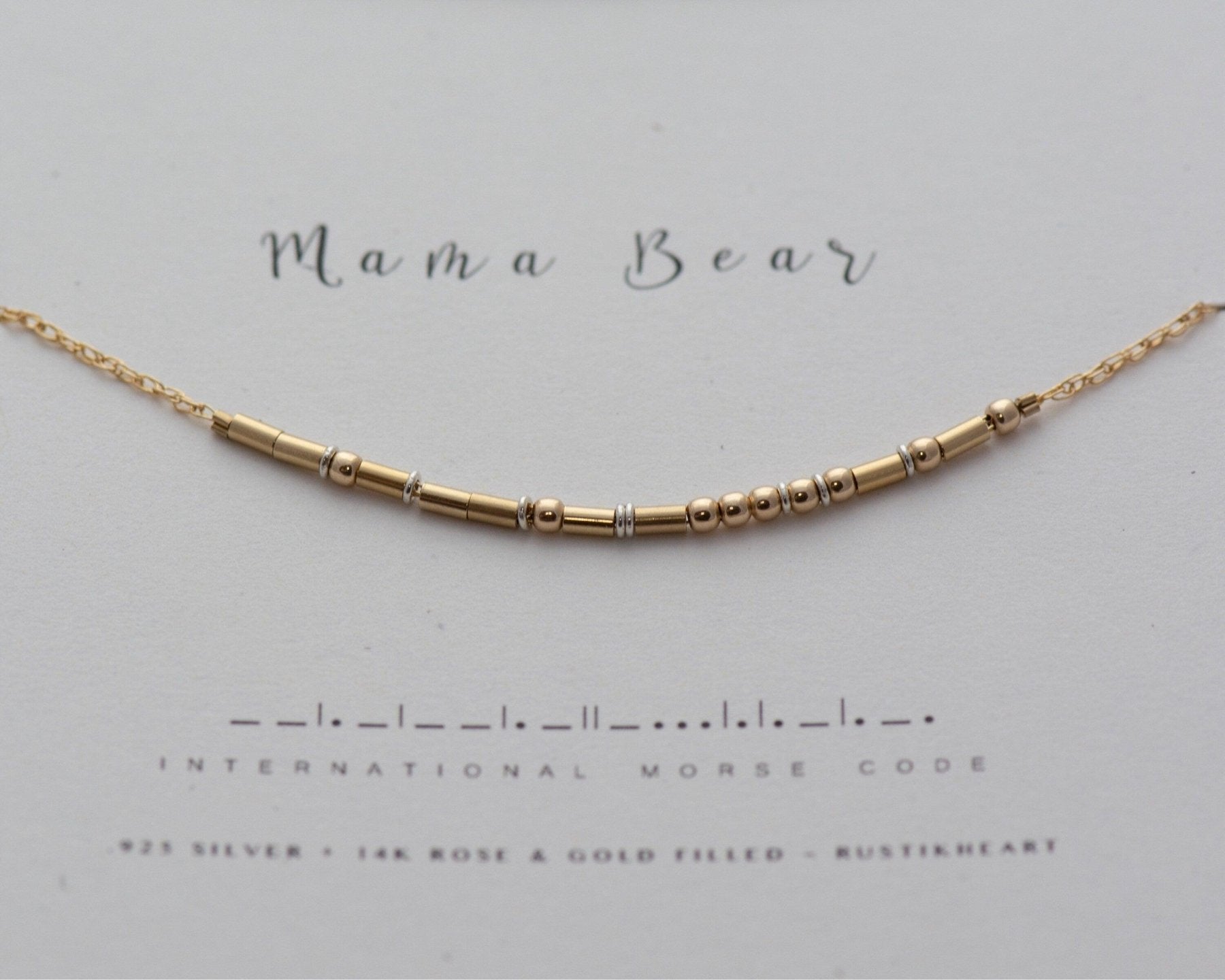 Auntie Morse Code Necklace - Dainty 14K Gold & Silver Jewelry by Olivia Cactus