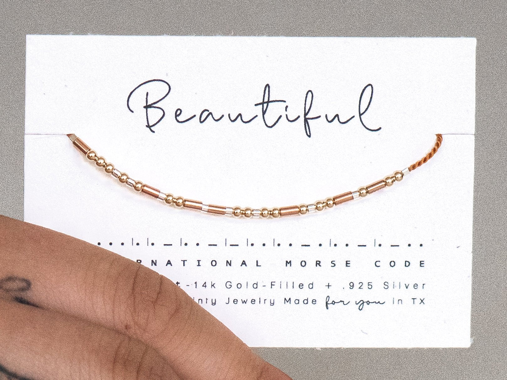 Beautiful Morse Code Bracelet - Dainty 14K Gold & Silver Jewelry by Olivia Cactus