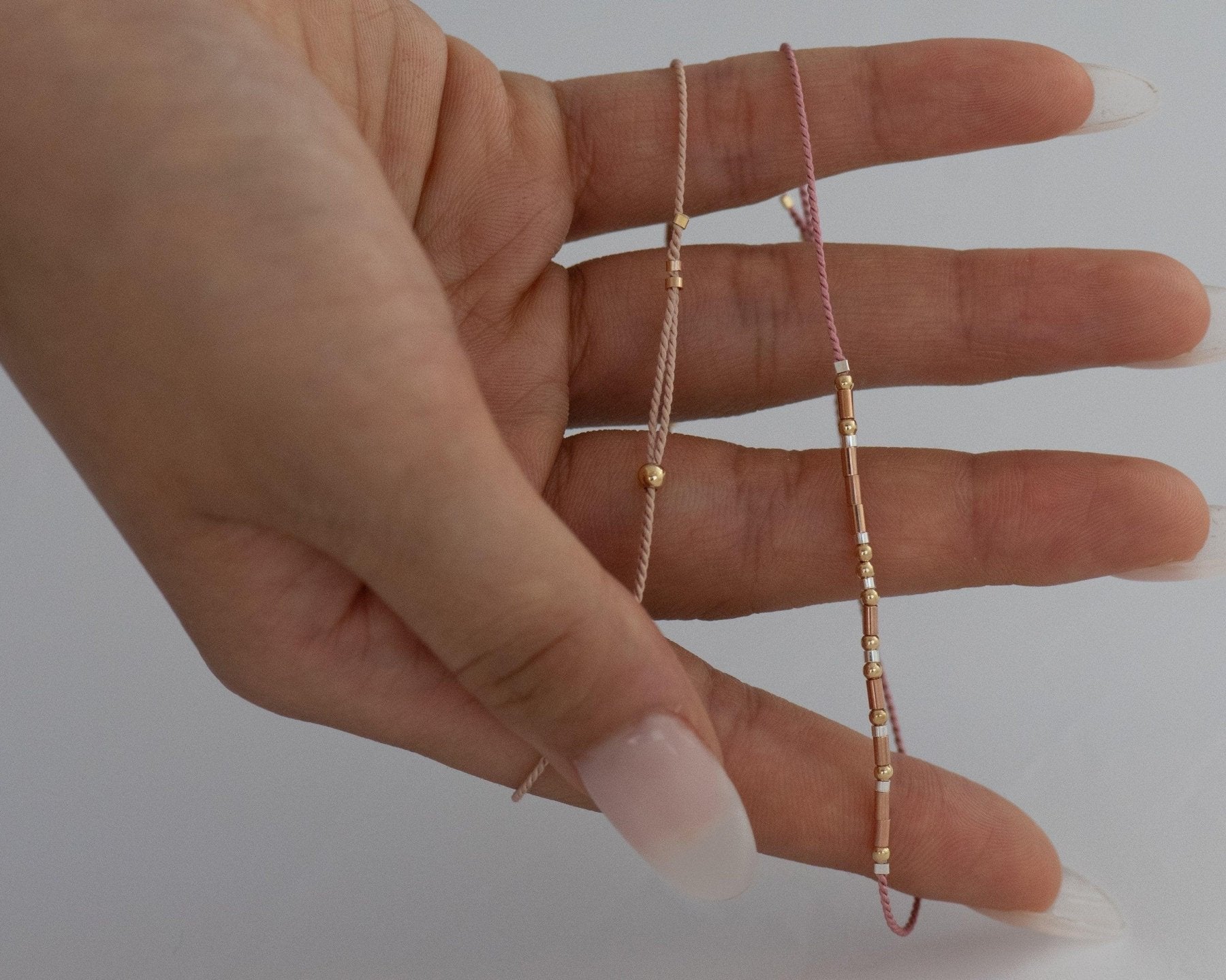 Beautiful Morse Code Bracelet - Dainty 14K Gold & Silver Jewelry by Olivia Cactus