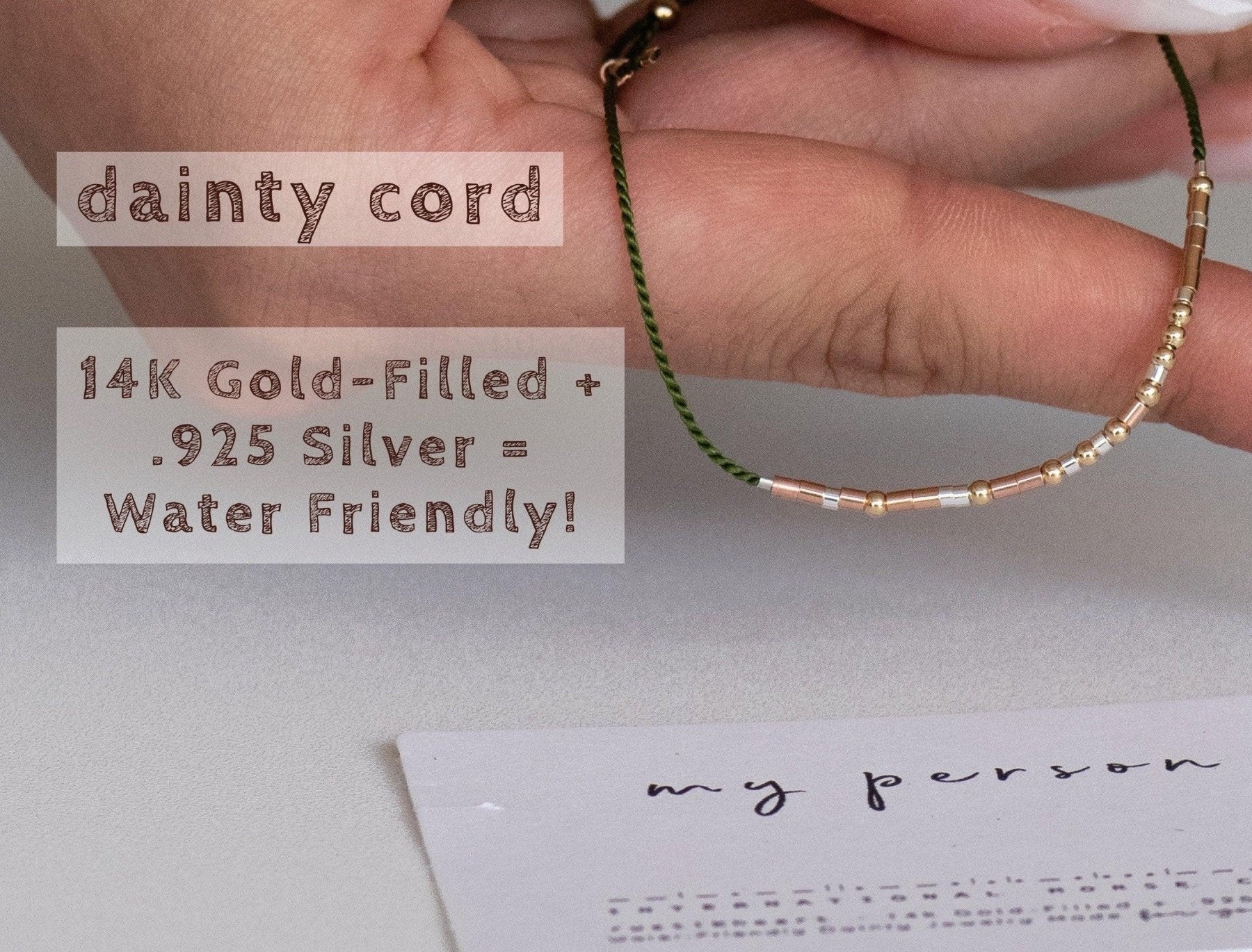 Beautiful Morse Code Bracelet - Dainty 14K Gold & Silver Jewelry by Olivia Cactus