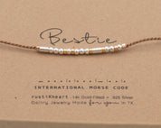 Bestie Morse Code Bracelet - Dainty 14K Gold & Silver Jewelry by Olivia Cactus