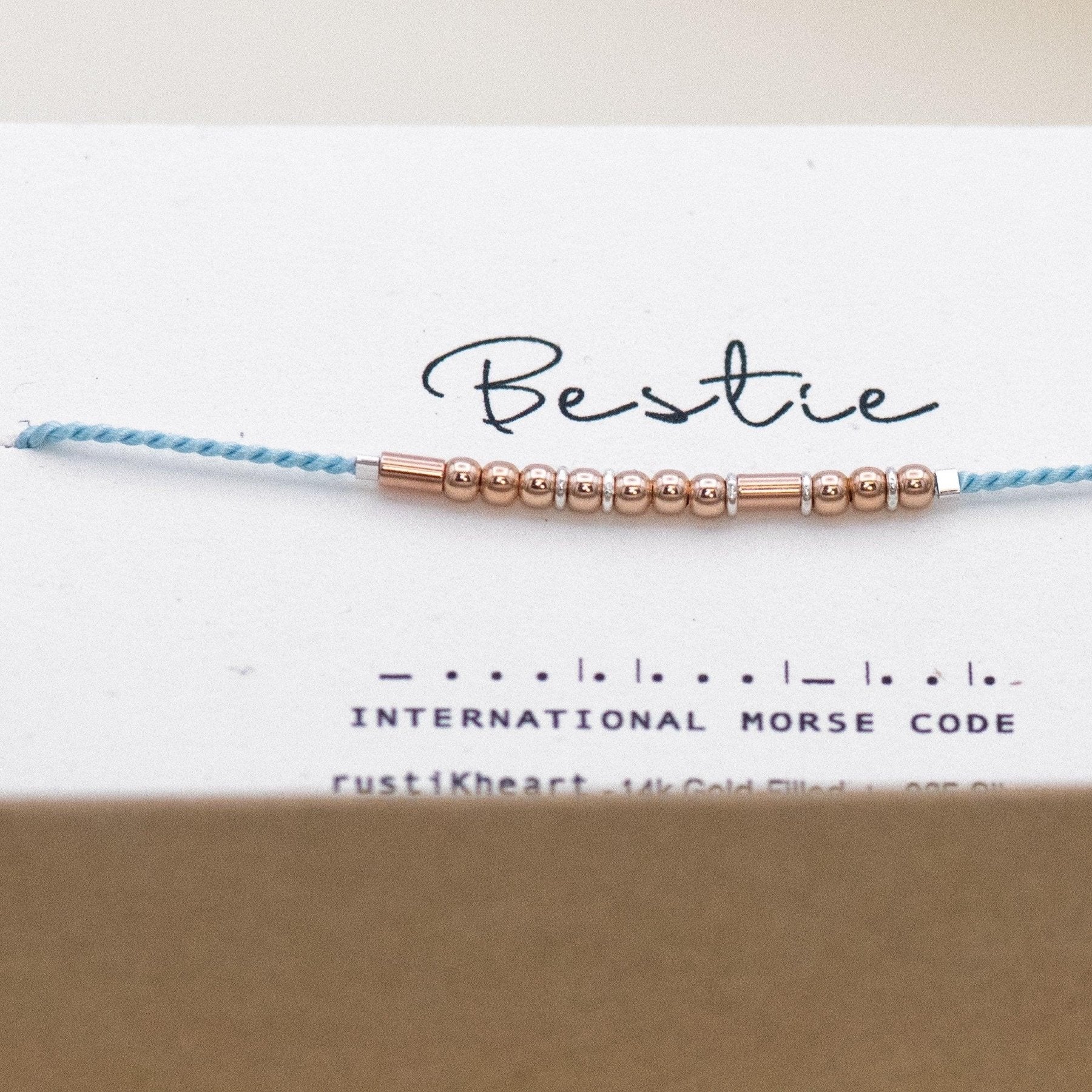 Bestie Morse Code Bracelet - Dainty 14K Gold & Silver Jewelry by Olivia Cactus