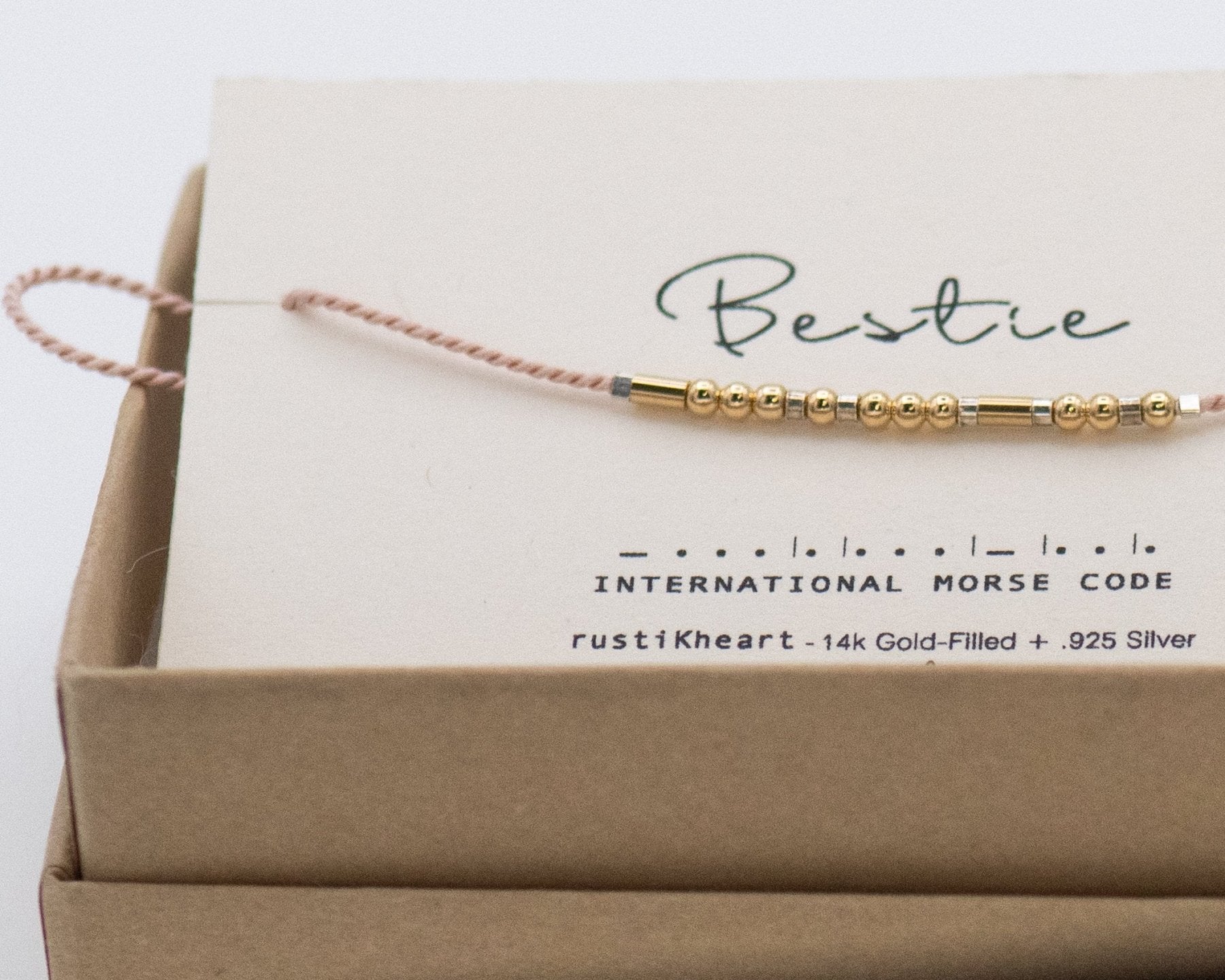 Bestie Morse Code Bracelet - Dainty 14K Gold & Silver Jewelry by Olivia Cactus
