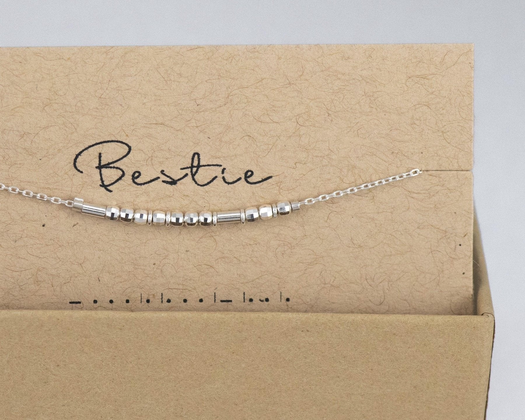 Bestie Morse Code Bracelet - Dainty 14K Gold & Silver Jewelry by Olivia Cactus