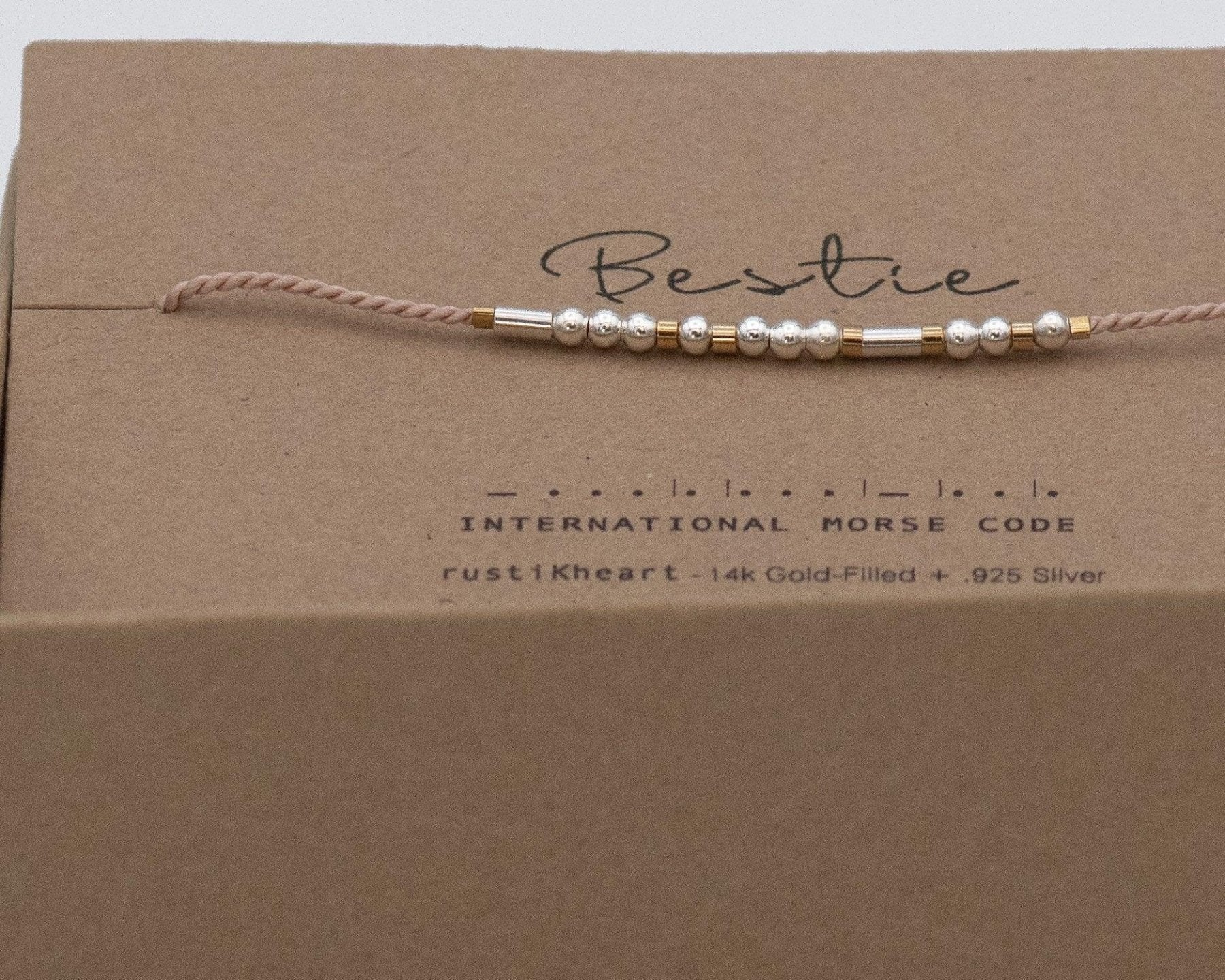 Bestie Morse Code Bracelet - Dainty 14K Gold & Silver Jewelry by Olivia Cactus