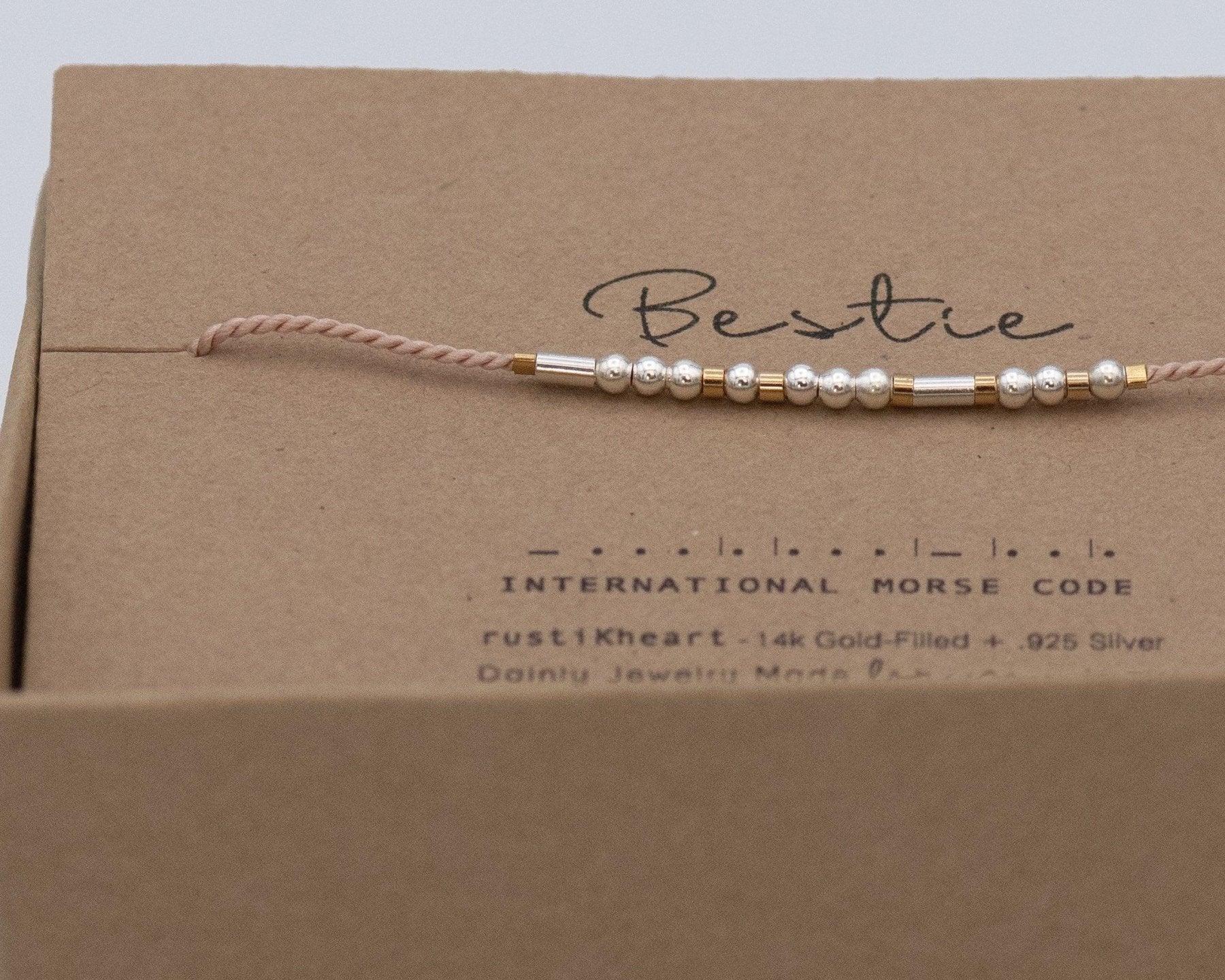 Bestie Morse Code Bracelet - Dainty 14K Gold & Silver Jewelry by Olivia Cactus
