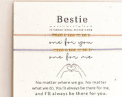 Bestie Morse Code Bracelet Set - Dainty 14K Gold & Silver Jewelry by Olivia Cactus
