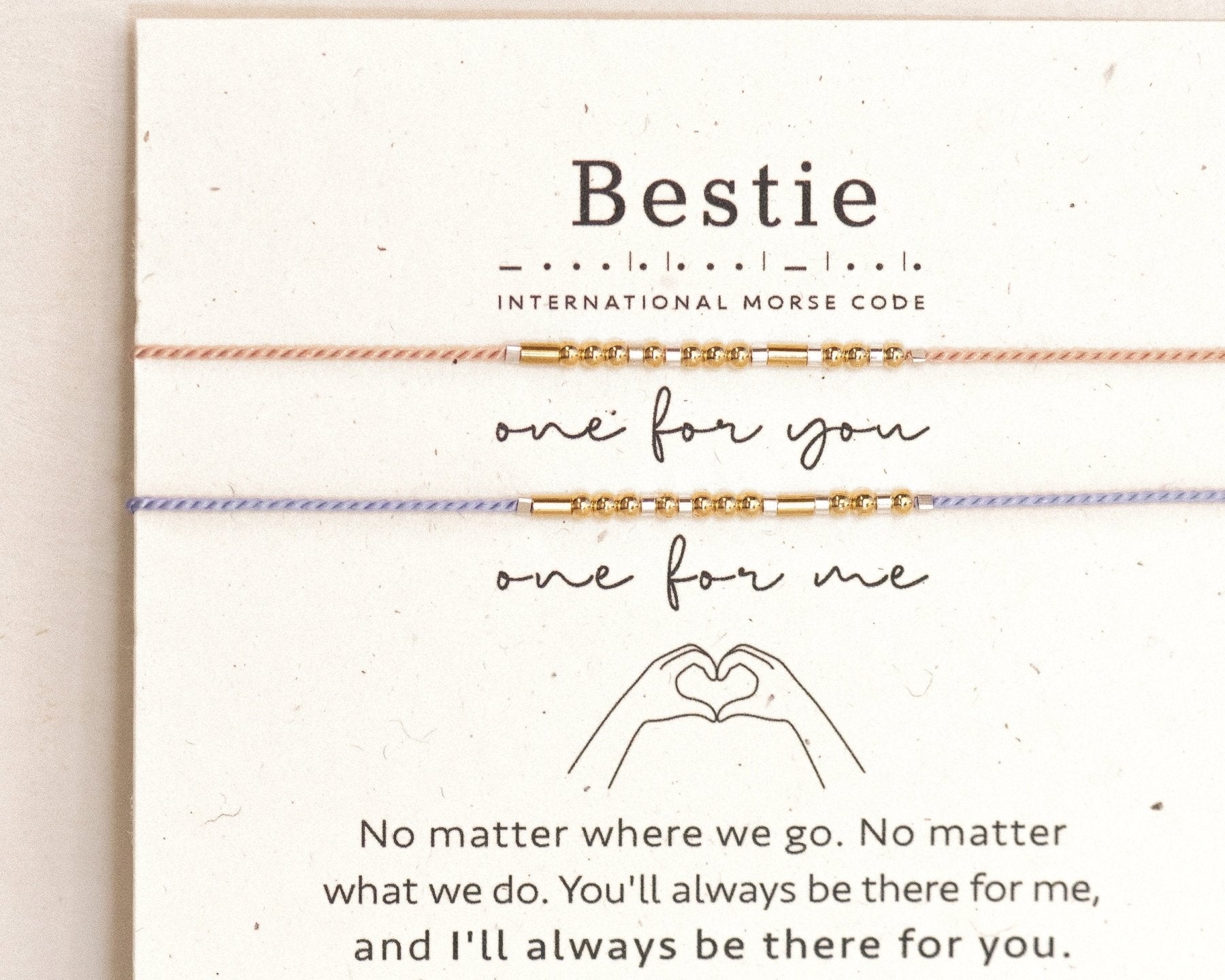 Bestie Morse Code Bracelet Set - Dainty 14K Gold & Silver Jewelry by Olivia Cactus