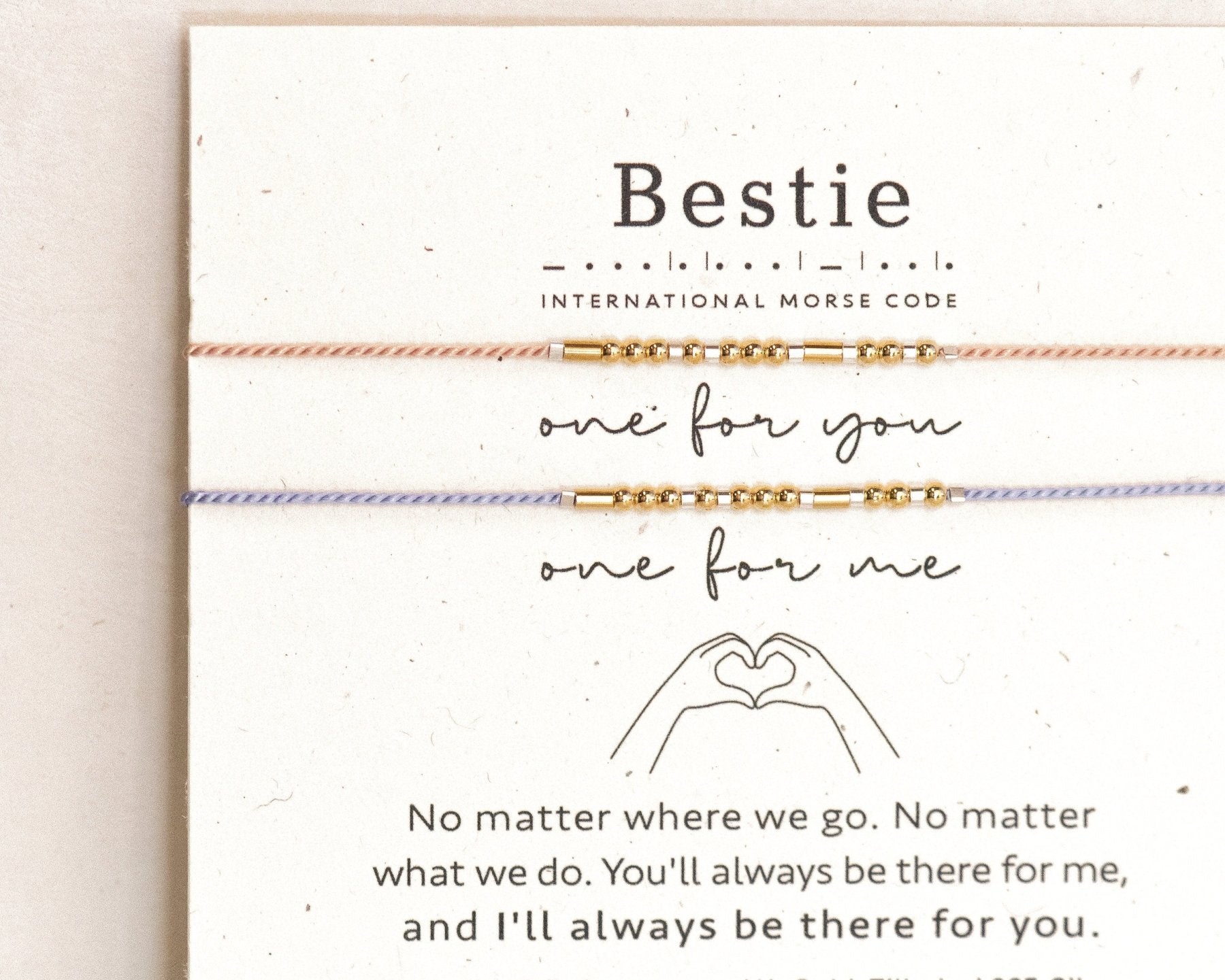 Bestie Morse Code Bracelet Set - Dainty 14K Gold & Silver Jewelry by Olivia Cactus