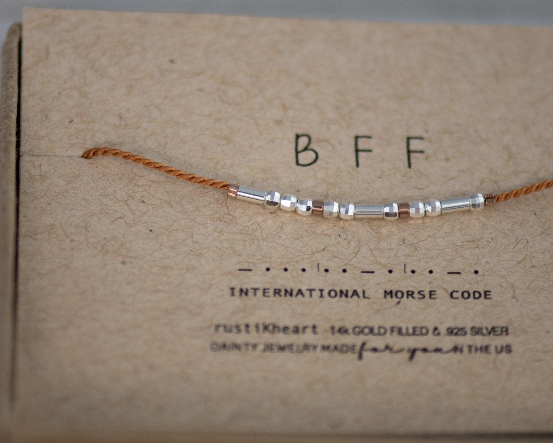 Bestie Morse Code Bracelet - Dainty 14K Gold & Silver Jewelry by Olivia Cactus