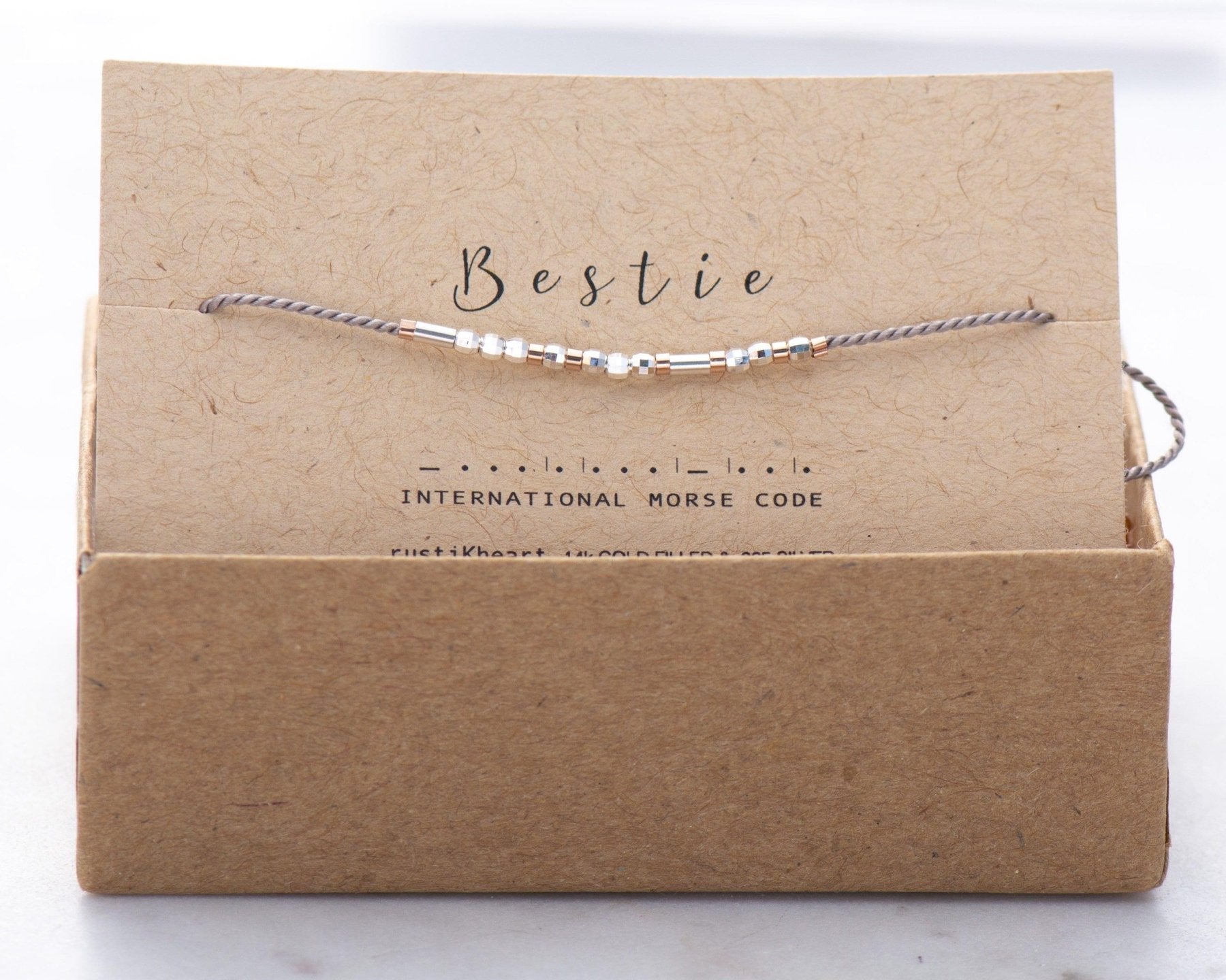 Bestie Morse Code Bracelet - Dainty 14K Gold & Silver Jewelry by Olivia Cactus