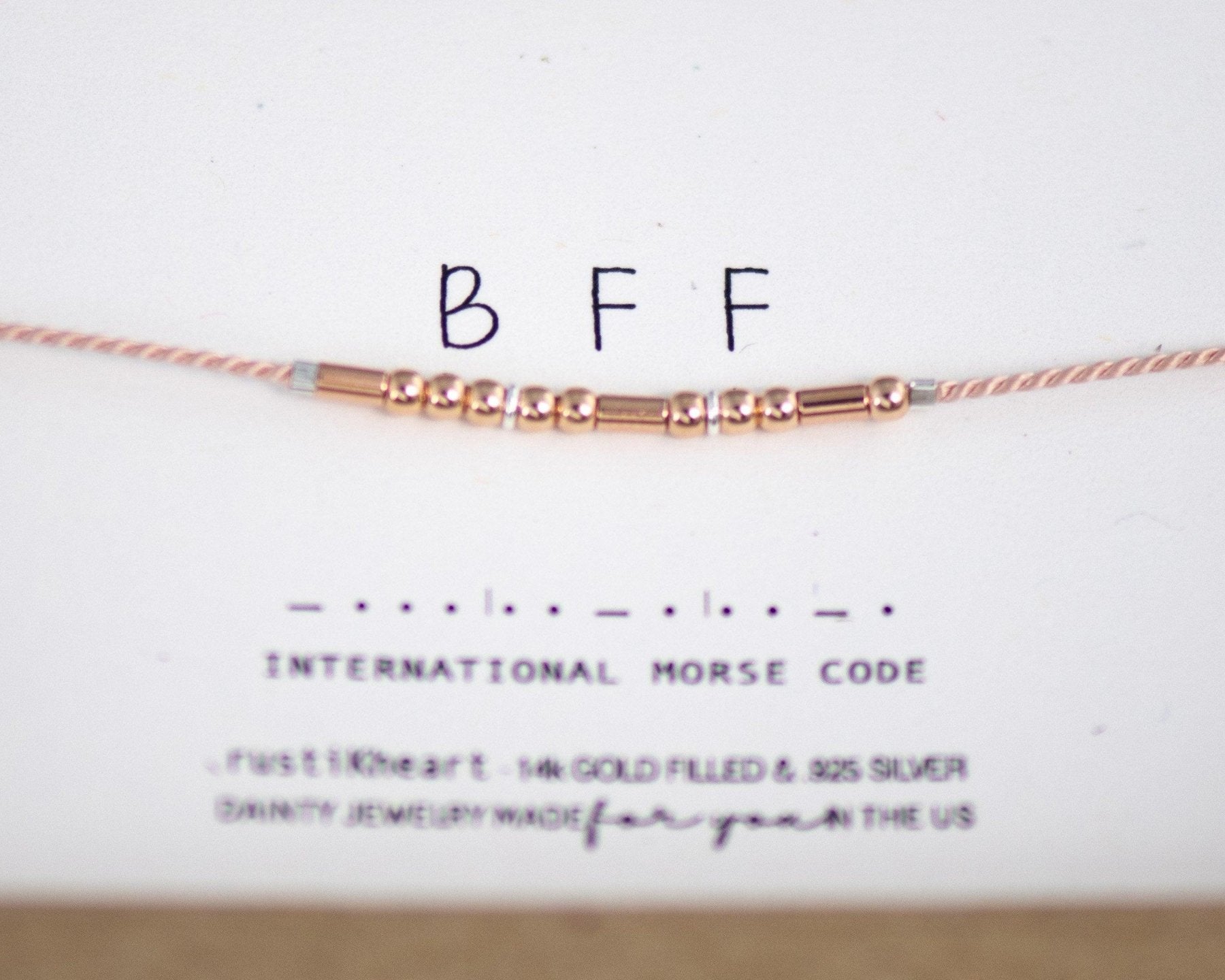 BFF Morse Code Bracelet - Dainty 14K Gold & Silver Jewelry by Olivia Cactus