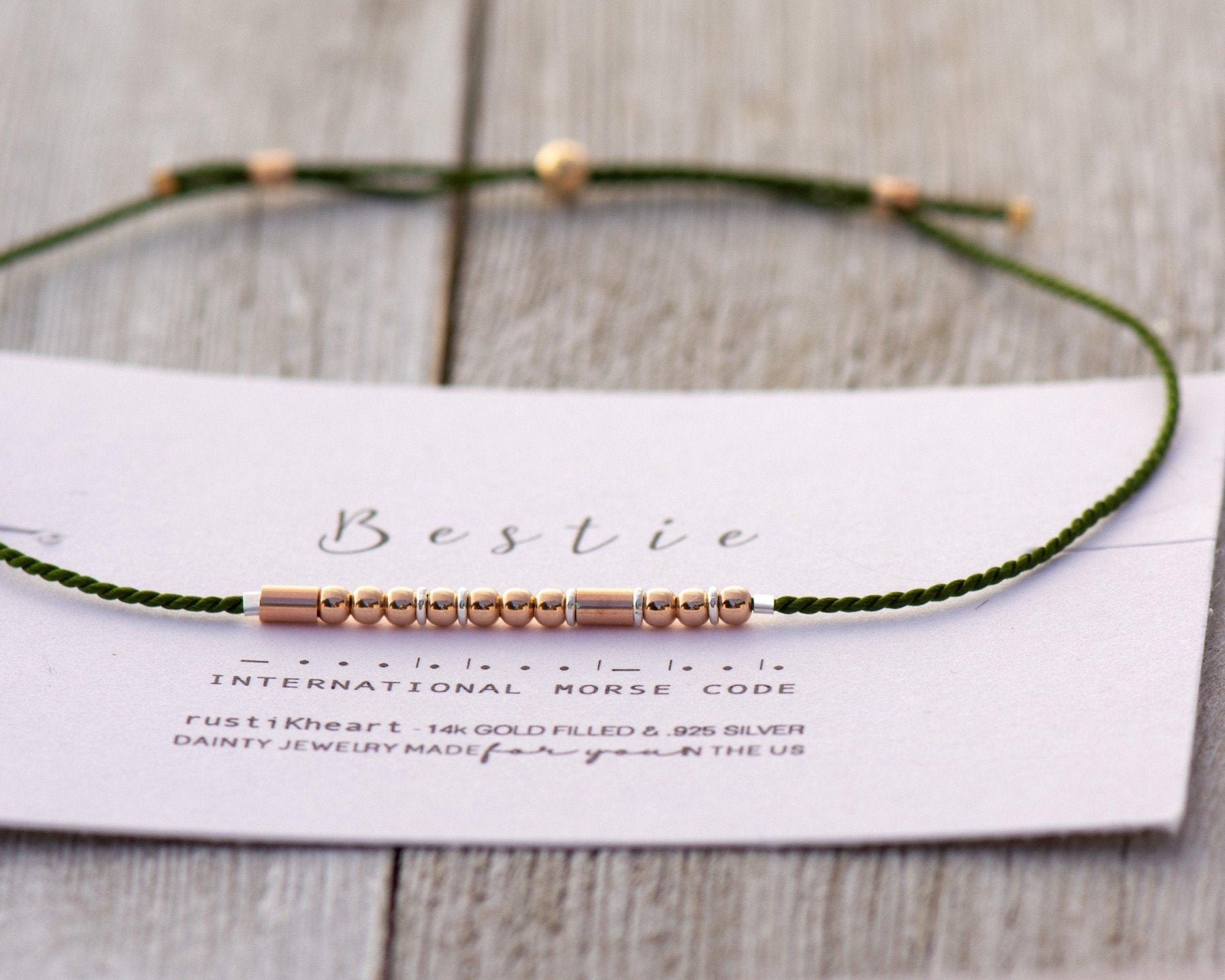 BFF Morse Code Bracelet - Dainty 14K Gold & Silver Jewelry by Olivia Cactus