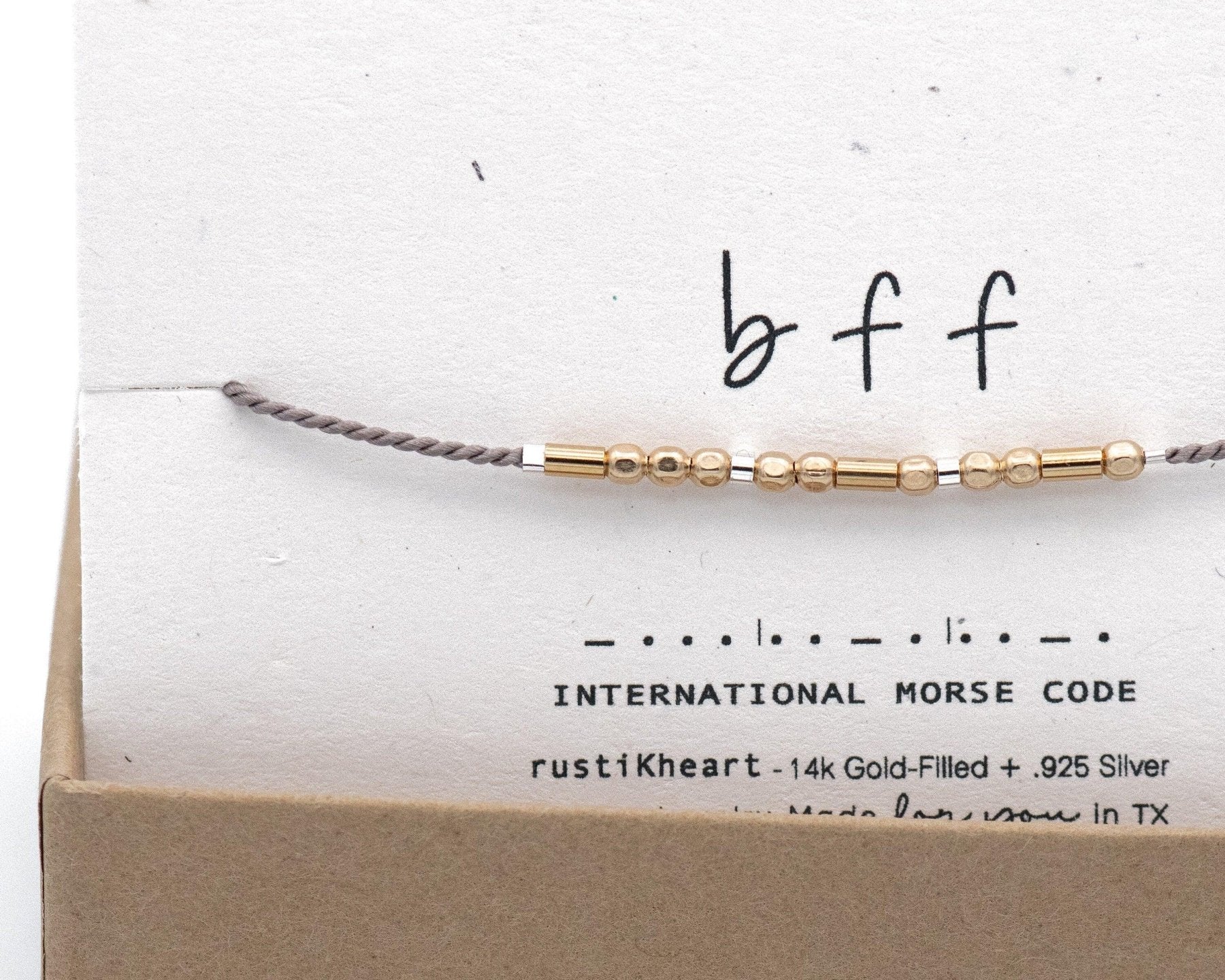BFF Morse Code Bracelet - Dainty 14K Gold & Silver Jewelry by Olivia Cactus