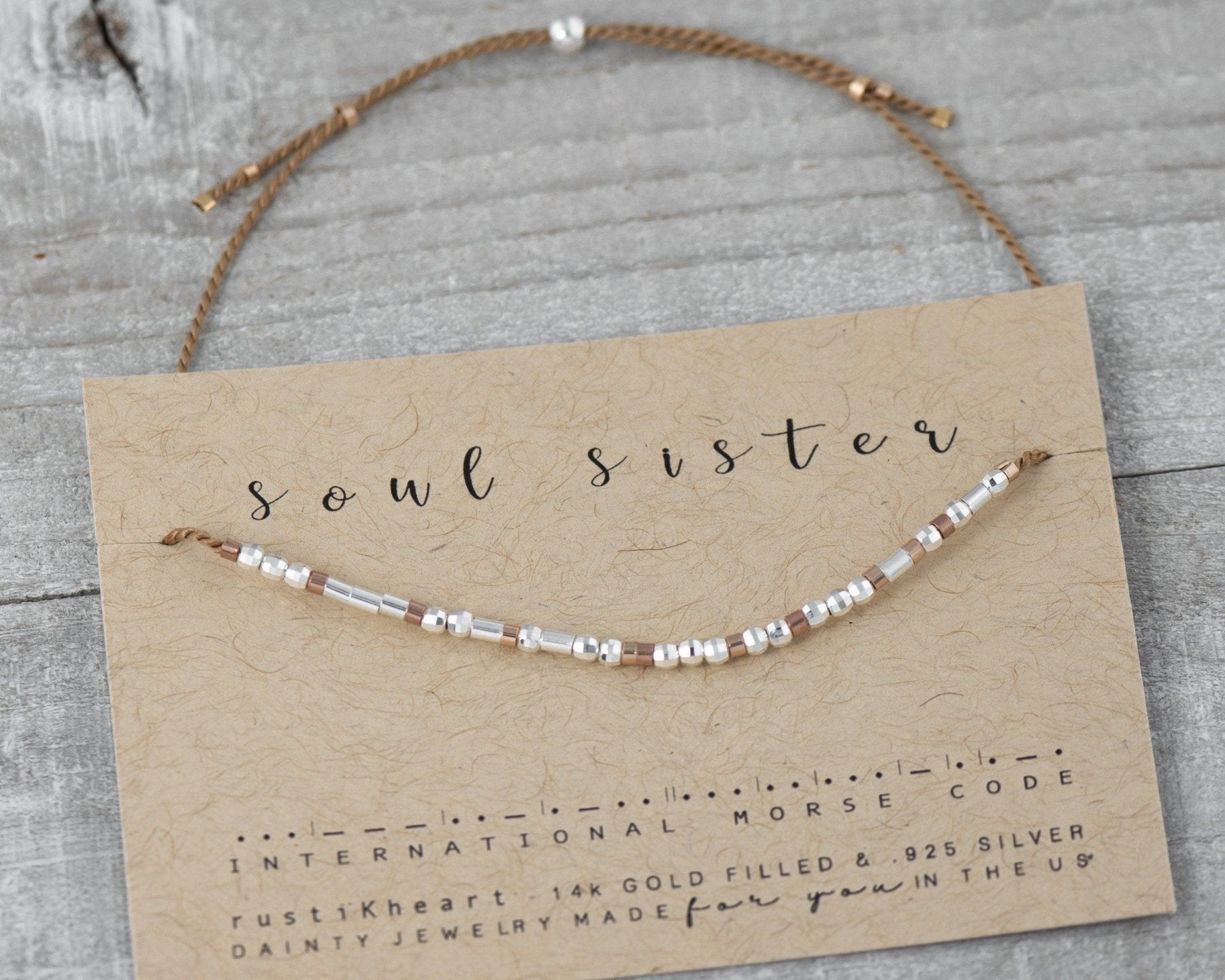 BFF Morse Code Bracelet - Dainty 14K Gold & Silver Jewelry by Olivia Cactus