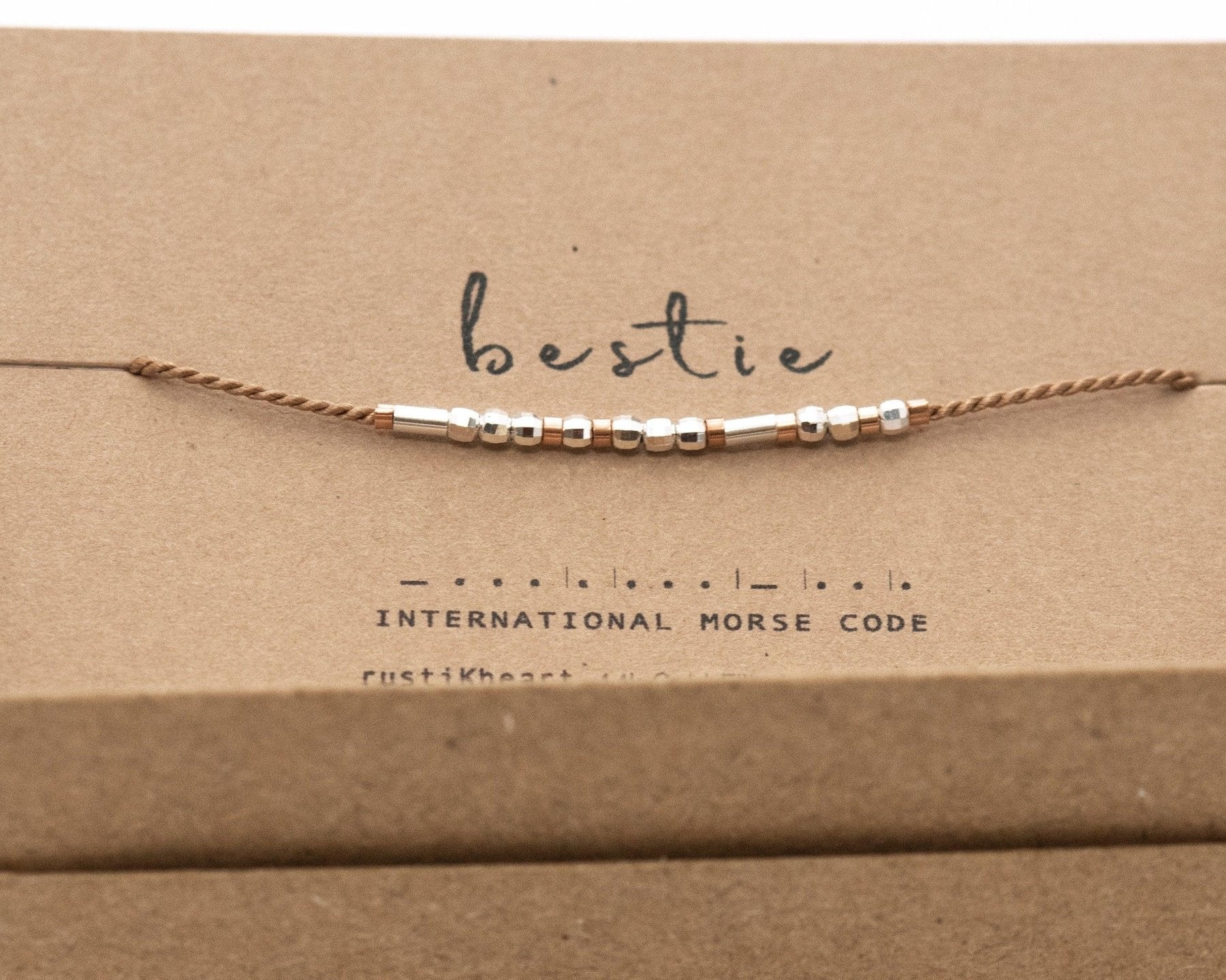BFF Morse Code Bracelet - Dainty 14K Gold & Silver Jewelry by Olivia Cactus