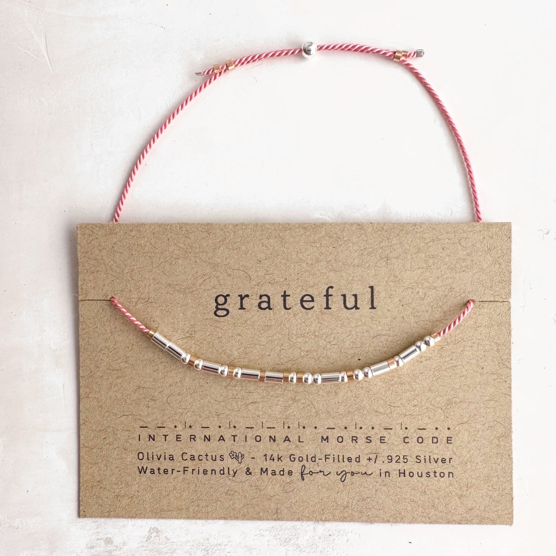 Blessed Morse Code Bracelet - Dainty 14K Gold & Silver Jewelry by Olivia Cactus