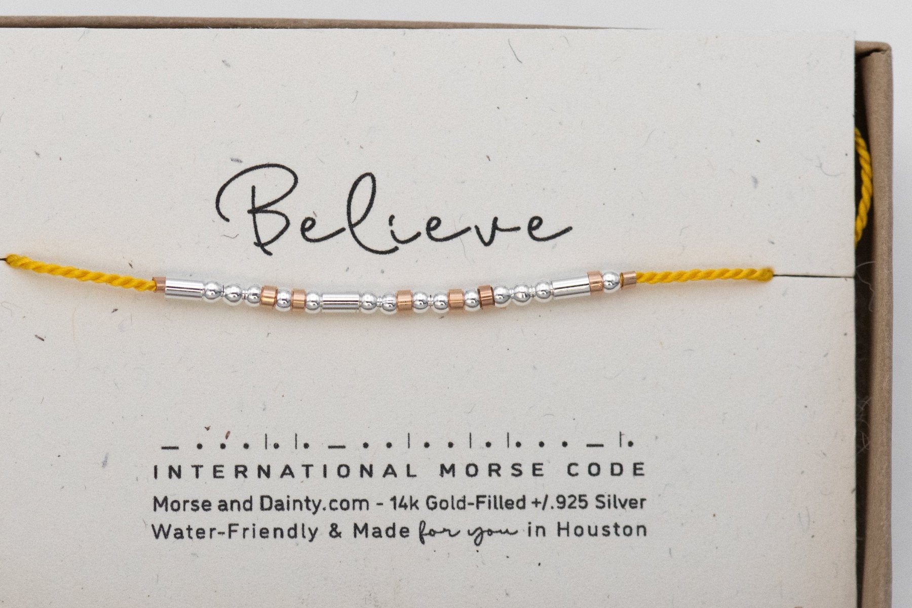 Blessed Morse Code Bracelet - Dainty 14K Gold & Silver Jewelry by Olivia Cactus