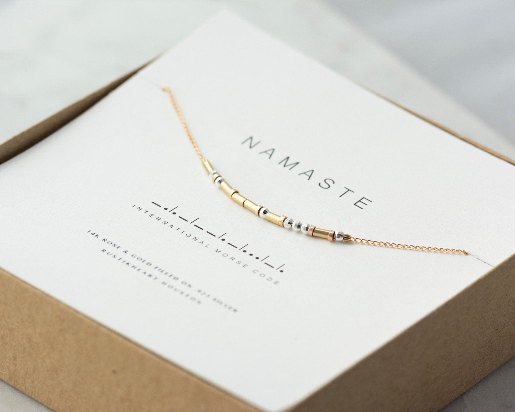 Blessed Morse Code Necklace - Dainty 14K Gold & Silver Jewelry by Olivia Cactus