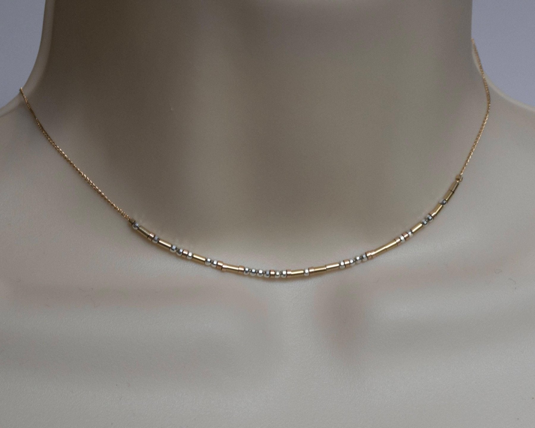 Blessed Morse Code Necklace - Dainty 14K Gold & Silver Jewelry by Olivia Cactus