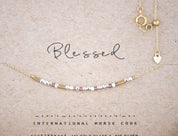 Blessed Morse Code Necklace - Dainty 14K Gold & Silver Jewelry by Olivia Cactus