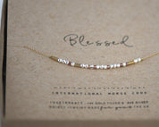 Blessed Morse Code Necklace - Dainty 14K Gold & Silver Jewelry by Olivia Cactus