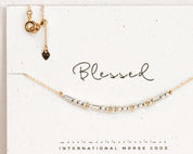Blessed Morse Code Necklace - Dainty 14K Gold & Silver Jewelry by Olivia Cactus