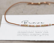 Brave Morse Code Bracelet - Dainty 14K Gold & Silver Jewelry by Olivia Cactus