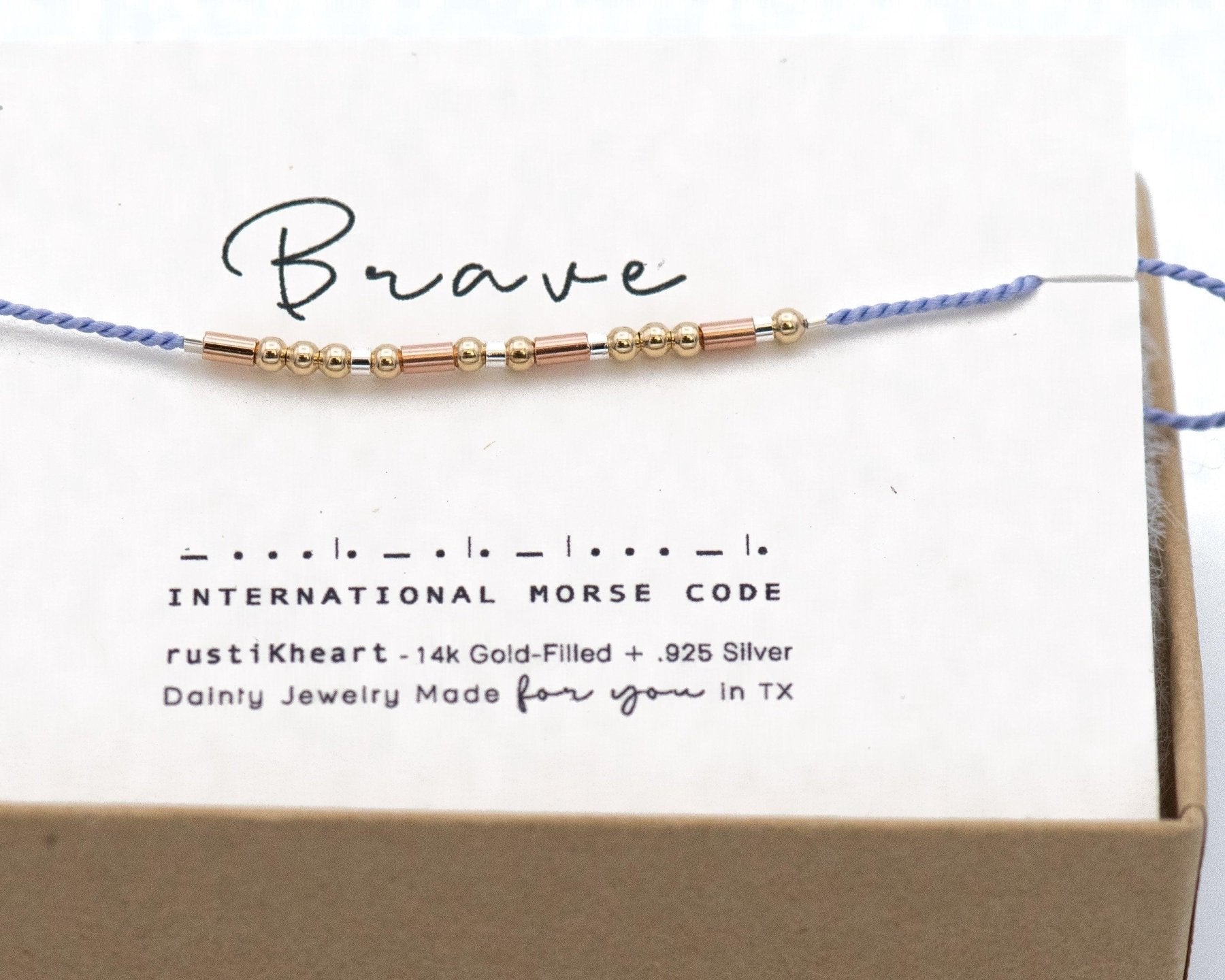 Brave Morse Code Bracelet - Dainty 14K Gold & Silver Jewelry by Olivia Cactus