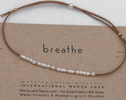 Breathe Morse Code Bracelet - Dainty 14K Gold & Silver Jewelry by Olivia Cactus