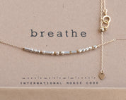 Breathe Morse Code Necklace - Dainty 14K Gold & Silver Jewelry by Olivia Cactus