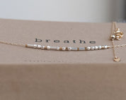 Breathe Morse Code Necklace - Dainty 14K Gold & Silver Jewelry by Olivia Cactus