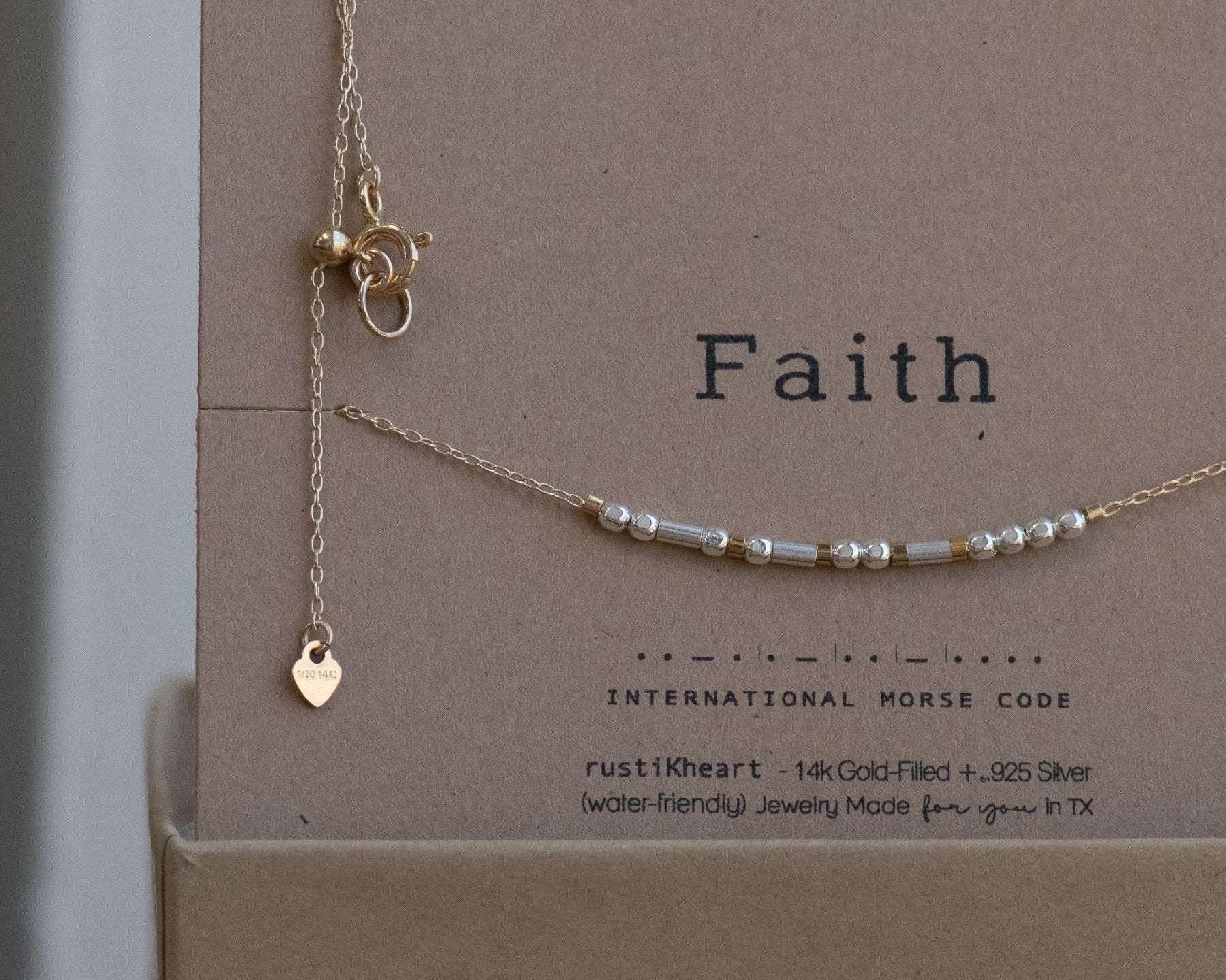 Breathe Morse Code Necklace - Dainty 14K Gold & Silver Jewelry by Olivia Cactus
