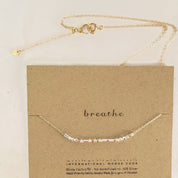 Breathe Morse Code Necklace - Dainty 14K Gold & Silver Jewelry by Olivia Cactus